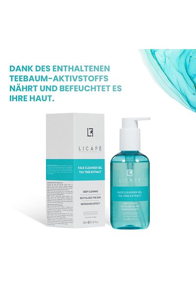 Licape Tea Tree Gesichtsreinigungsgel 200 ml - Sanfte Tiefenreinigung & Feuchtigkeit