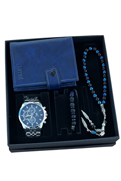 ESNASTORE Erkek Saat Tesbih Bileklik Cüzdan Seti