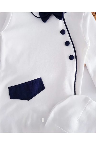 limebabies Navy 100% Cotton Cap Jumpsuit Set