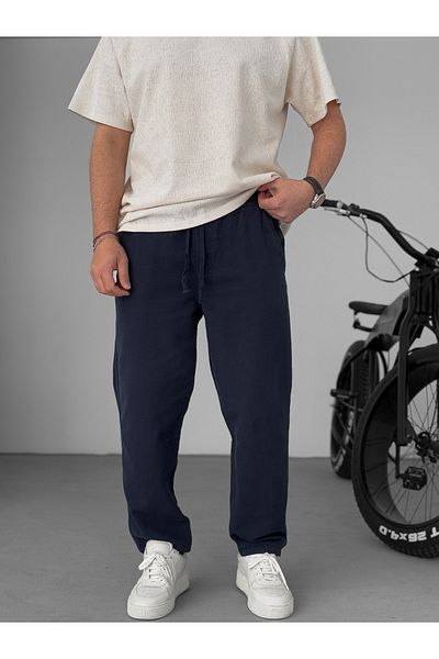 BYBASICMAN Navy Blue Regular Fit Knee Stitched Trousers Yp-5010