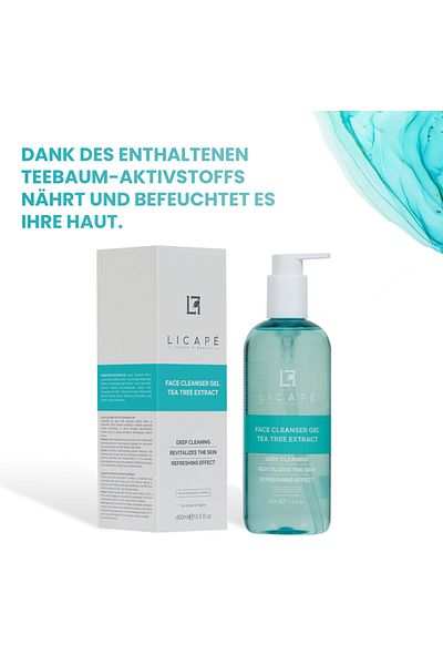 Licape Tea Tree Gesichtsreinigungsgel 400 ml - Sanfte Tiefenreinigung & Feuchtigkeit
