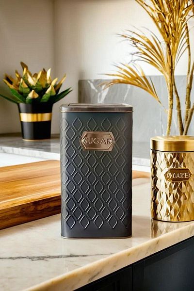 Arma House 1 Piece Seersucker Gray & Bronze Candy Jar 1.5 Lt