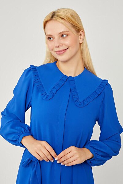 Levidor Cobalt dress with ruffle detail on the side