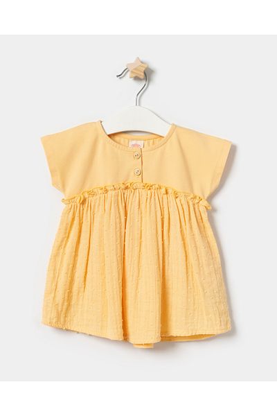Minipodyum Buttoned Baby Girl Muslin Summer Dress