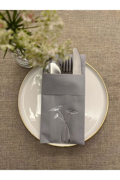 kidspartim منديل فضي مذهّب باللون الرمادي على شكل جيب على شكل زهرة الجزرة مصنوع من نسيج الهواء 6 قطع