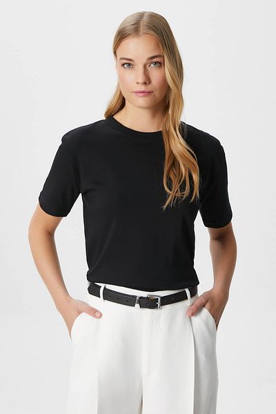 Ritnice Γυναικείο Rise Διακοσμητικό γιακά Tok Texture 100% βαμβακερό μαύρο T-shirt