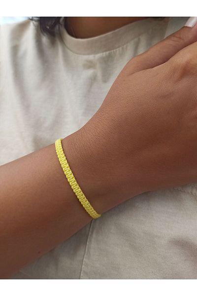 TREND Unisex Yellow Lemon Macrame Bracelet, Back Deck, Handmade and Water Resistant Adjustable