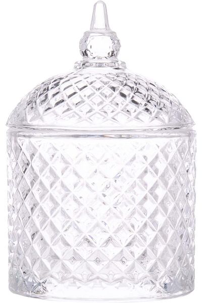 AKDC Glass Sugar Pot L(9CM) XW(9CM) XH(14CM) Transparent