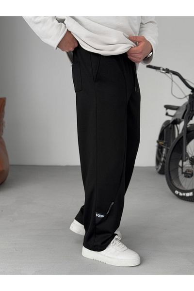 BYBASICMAN Black Stitched Detailed Pipe Leg Sweatpants Yp-5001