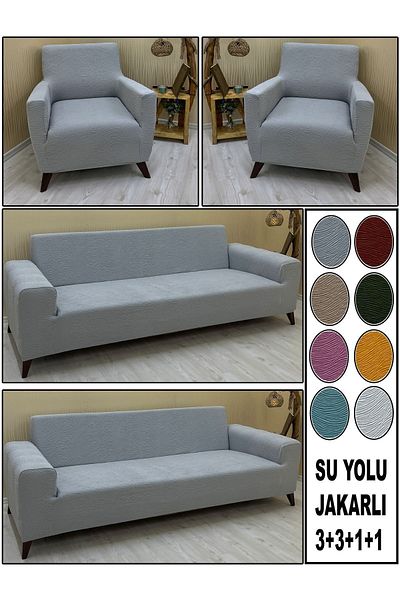 KILIFSAN 2 Pieces Jacquard Cotton Sofa Cover Set - Does Not Cause Sweat and Burn