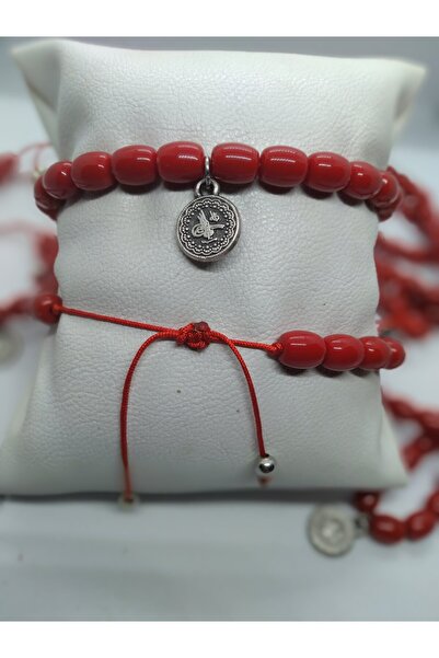 makadi Mryart Burgundy Beads Adjustable Ottoman Tughra Bracelet