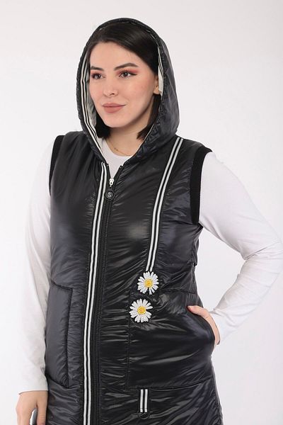 KARAMEŞE Karamese Women's Puffer Hooded White Vest 245