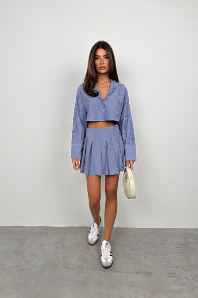 modaserdem    Striped Pleated Mini Skirt