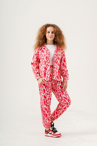 Pi Pengai Girl's Rotation Patterned Top-Bottom Set (Jogger Pants+Shirt) P1019