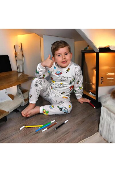 Esterella Boy's Painted Washable Pajama Set /Long Sleeve Kids Pajama Set