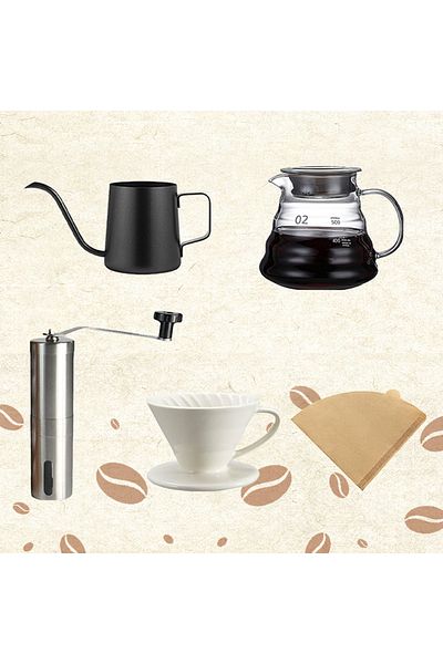 EqiEch V60 Coffee Maker Set,Professional Coffee Brewing Tools,V60 Hand Drip Coffee Set(Set of 5)