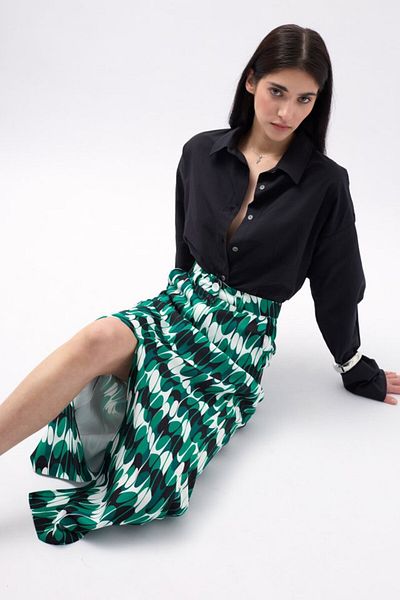 modaserdem    Printed Front Slit Skirt