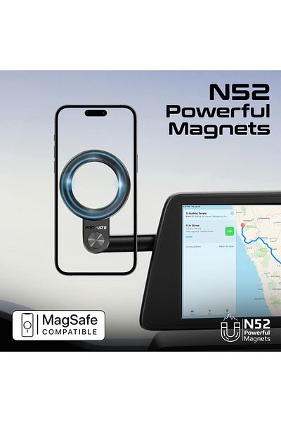 Promate Magnetic Car Phone Holder, 360-Degree Rotatable Gooseneck Car Phone Stand With Anti-Slip Grip.