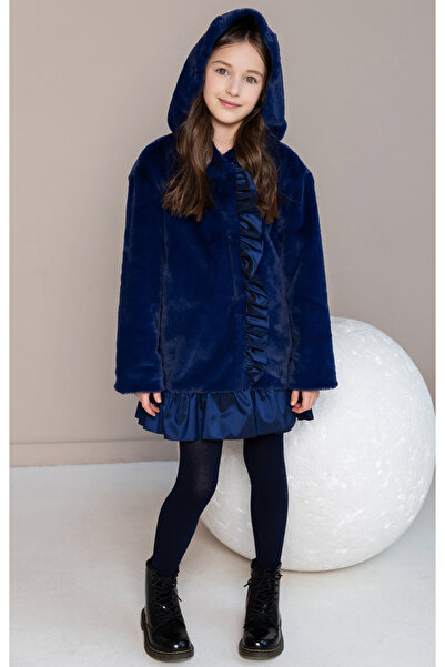 İndirimkusu LACİVERT FIRFIRLI ÇOCUK KÜRK KAP PELUŞ KÜRK-  BAYRAMLIK-  ÇOCUK M...