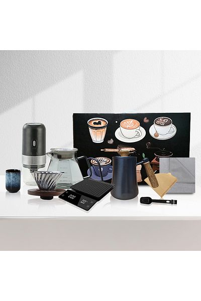 EqiEch V60 Coffee Maker Set,9-Piece Electric Coffee Grinder Drip with Portable Hand-held Gift Box