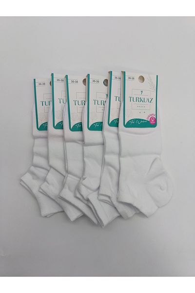 BEYAZTOPTAN Turquoise 6 Pieces Seamless White Women's Booties Socks