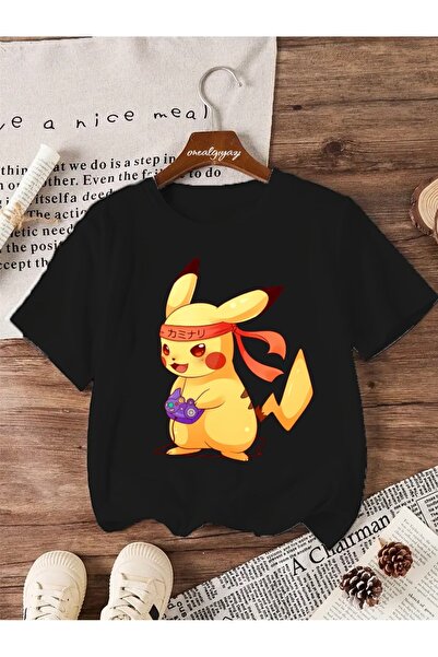 H&GHAMLEGİYİM Picaçu Printed Children's Oversize T-Shirt