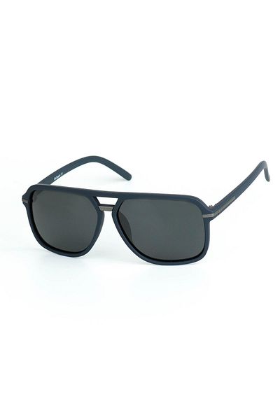 Di Caprio Men's Navy Blue Polarized Protected Geometric Model Sunglasses