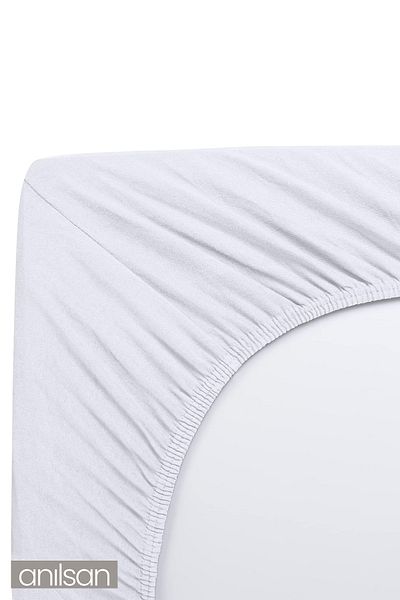 Anılsan Plain White Fitted Sheet 100% Cotton Single/Double Home, Hotel Sheet, 63 Wire