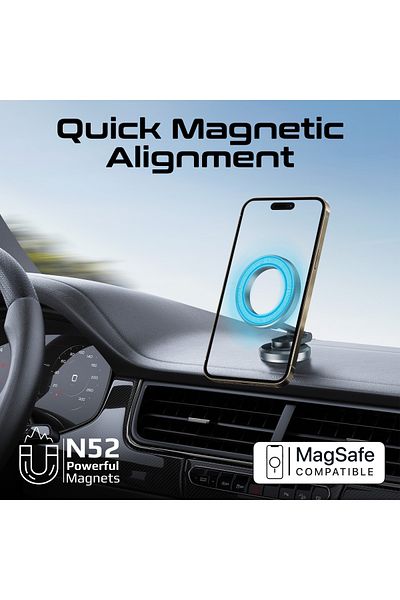 Promate Magnetic Car Phone Holder, Compact 360-Degree Rotatable Dashboard Car Phone Stand .