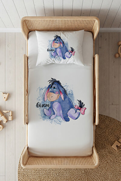 Lilabio %100 Pamuk Saten İsme Özel İsimli 100x200 Tek Kişilik Lastikli Çarşaf...