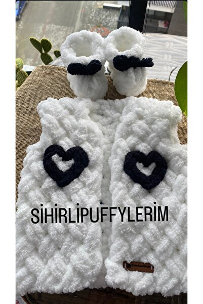 Alizee Yenidoğan bebek yelek patik takımı