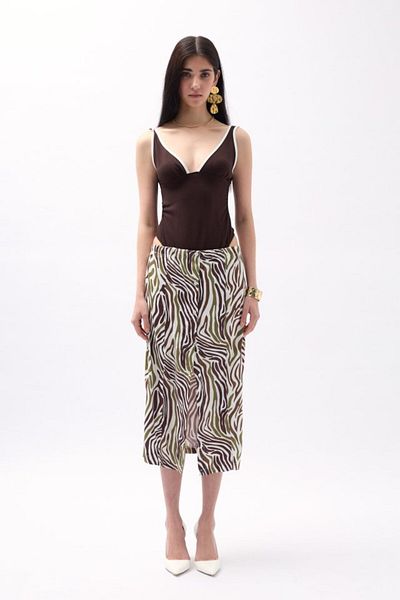 modaserdem    Patterned Skirt with Side Slits