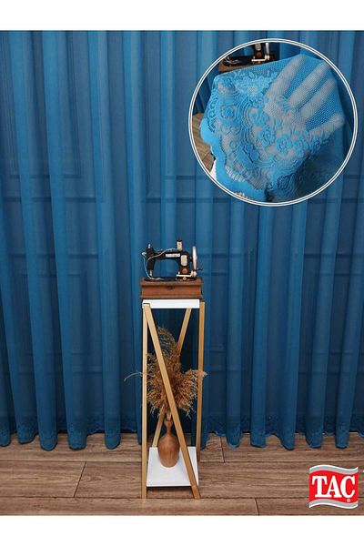 Taç Farbateks Planting Cemre Plain Plain Knitted Petrol Colored Ironing Will Not Ask 3 Kat Pleated Tulle Curtain