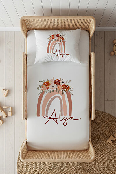 Lilabio %100 Pamuk Saten İsme Özel İsimli 100x200 Tek Kişilik Lastikli Çarşaf...