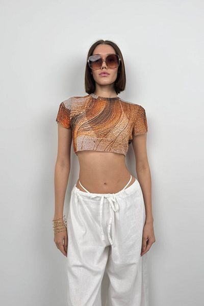 modaserdem    Patterned Tulle Blouse