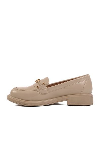 AYAKMOD Beige Patent Leather Women's Casual Shoes