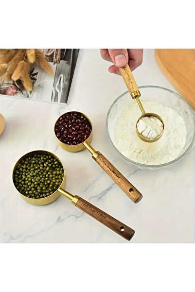 Genel Markalar Ahşap Saplı Gold Ölçü Kaşığı Seti