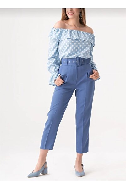 Serra Women's Belted High Waist Fabric Pants