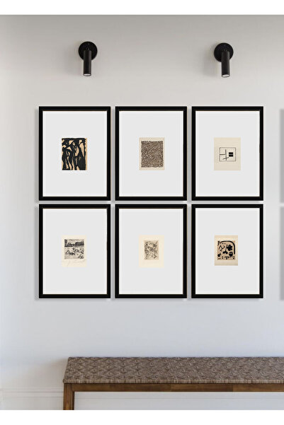 HOME DEKORİSTA Çerçeveli Abstract 6'lı Tablo Seti, Galeri Duvarı, Sanatsal Baskı, Tablo