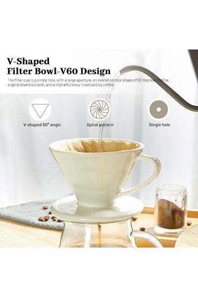 EqiEch V60 Coffee Set,6-Piece Coffee Maker Drip Kit,Professional Hand Drip Coffee Set