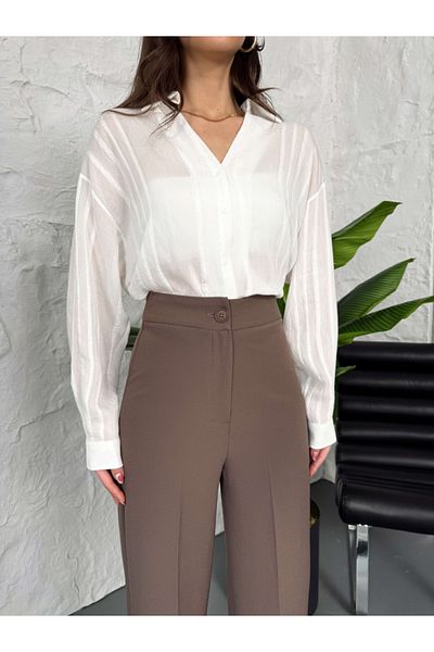Elif Özbey Butik Brown Palazzo Leg Trousers