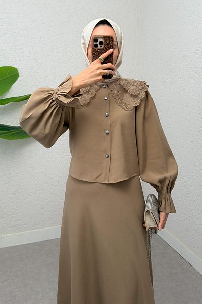 Salih Çelebi Σετ Φούστα Baby Collar 2255 - MINK