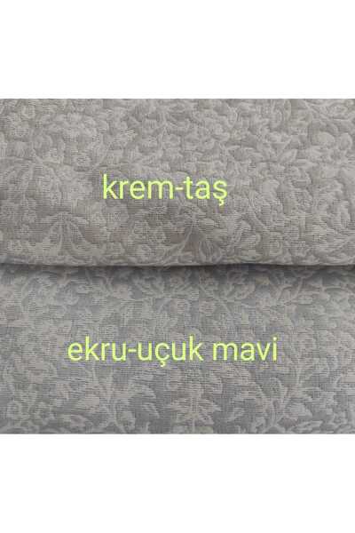 Evcimenhome YENİ ÜRÜN jakar dokuma Parça kumaş 115cmX170cm  (flogard) renk: uçuk mavi üzeri ekru çiçek desen