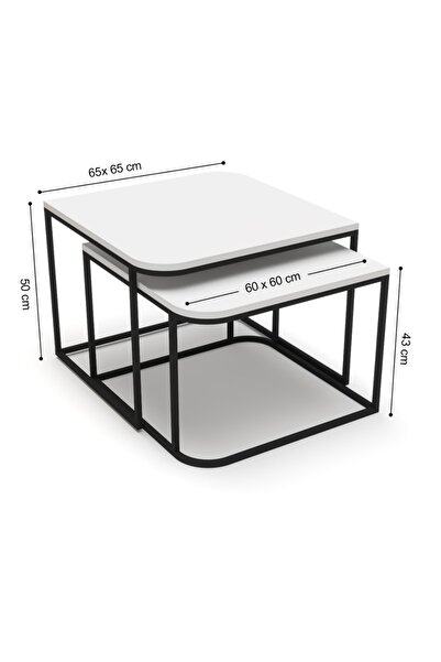 GOLDFALEZ Orta Sehpa Damla İkili Lüx Beyaz