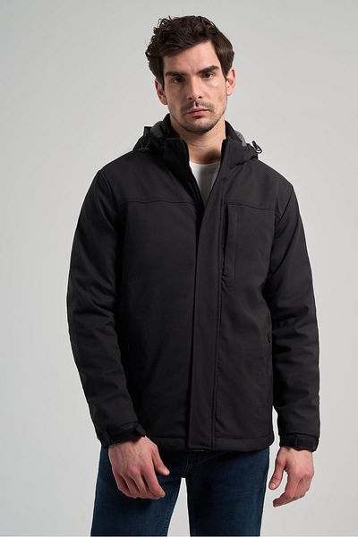 İmza Black Cloth Leg Stand Collar Straight Standard Fit Casual Coat 1007245164 _001