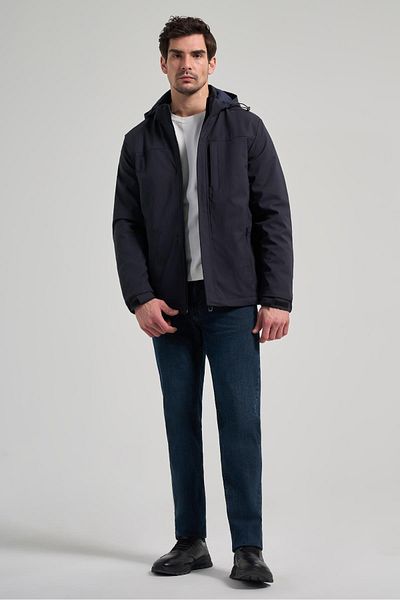 İmza Dark Navy Blue Cloth Leg Stand Collar Plain Full Lining Standard Fit Casual Coat 1007245164 _200