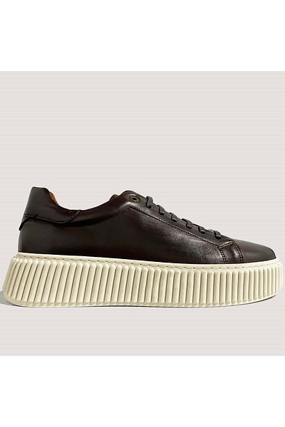 LUCIANO BELLINI Men's Leather Casual Shoes C25002 - Brown - 44
