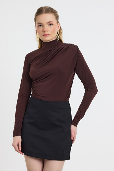 Rays 20059 Bluză Sandy - Bitter Brown, Detaliu Gathered