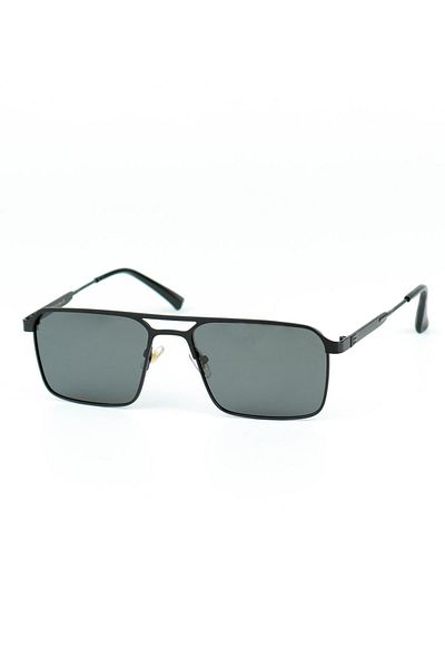 Di Caprio Men's Black Polarized Protected Rectangular Model Sunglasses