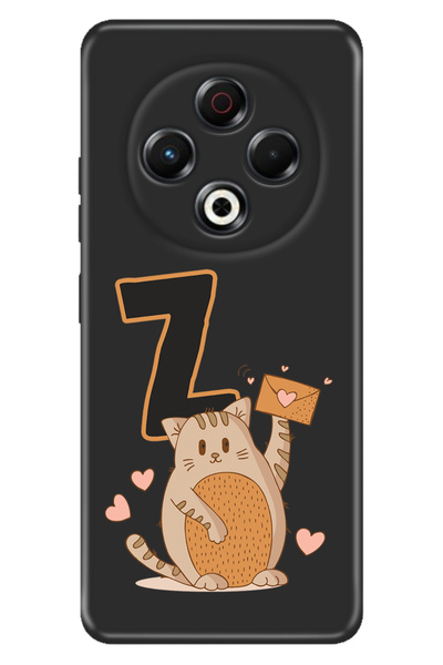 TECNO Spark 30 KL6 Kılıf Baskılı Korumalı Silikon Temalı Kedili Z Harfi